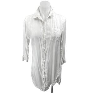 Jacobs & Jacobs White 100% Linen Pocket Button Down Tunic Shirt Dress Size L